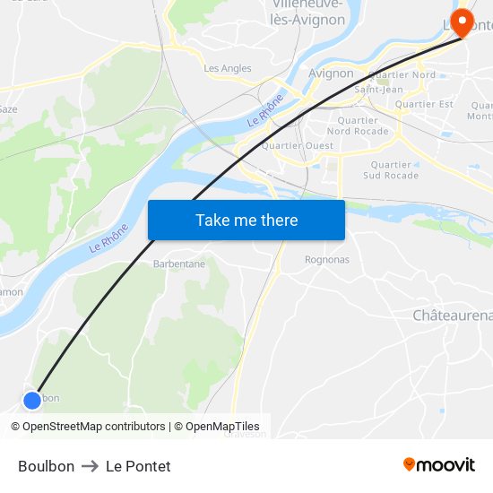 Boulbon to Le Pontet map