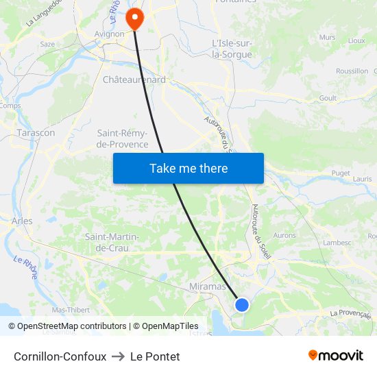 Cornillon-Confoux to Le Pontet map