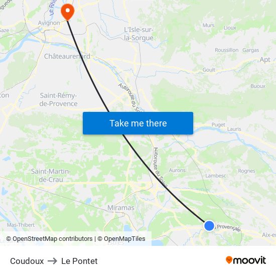 Coudoux to Le Pontet map