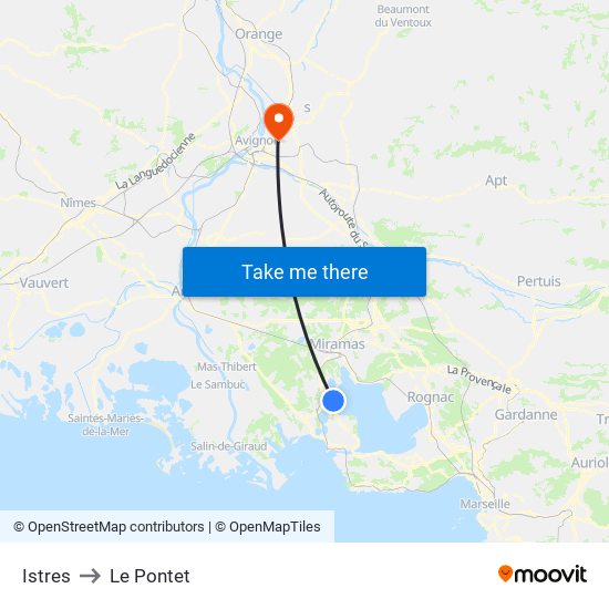 Istres to Le Pontet map
