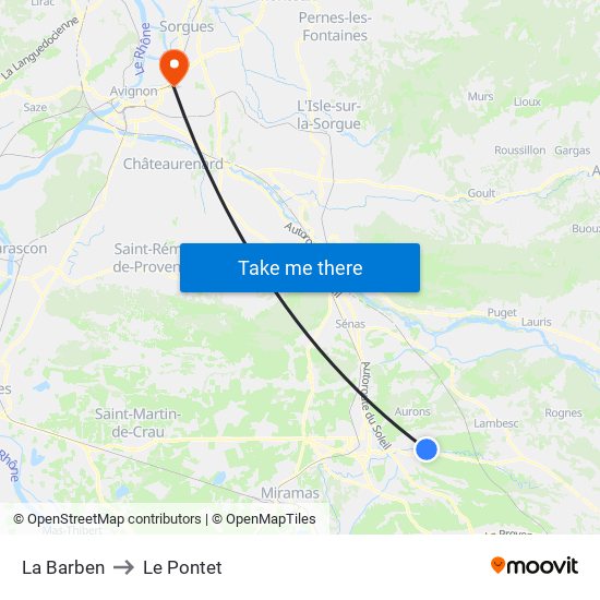 La Barben to Le Pontet map