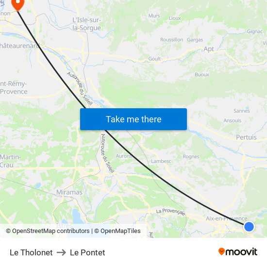 Le Tholonet to Le Pontet map