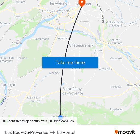 Les Baux-De-Provence to Le Pontet map