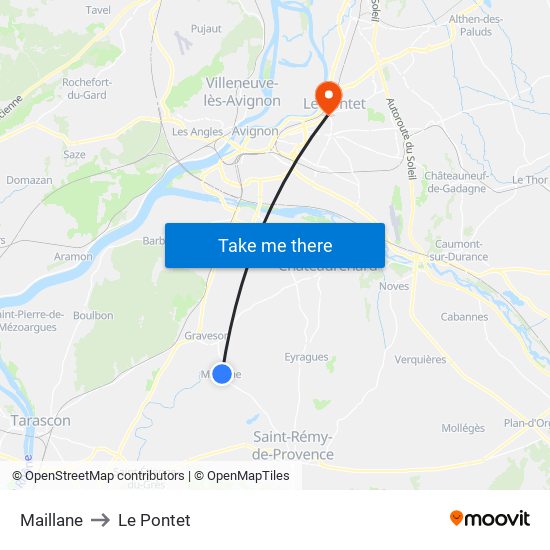 Maillane to Le Pontet map