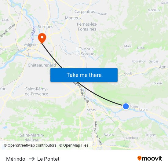 Mérindol to Le Pontet map