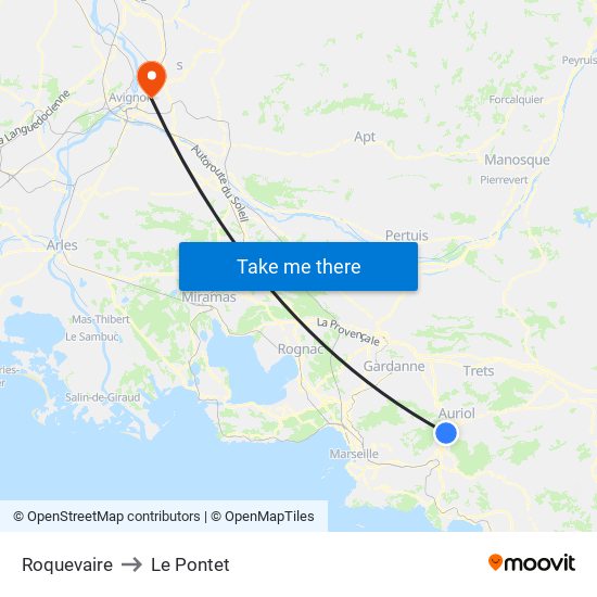 Roquevaire to Le Pontet map