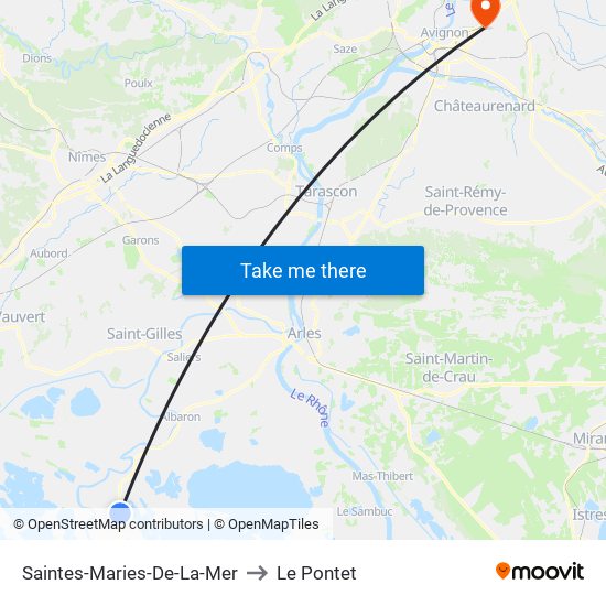 Saintes-Maries-De-La-Mer to Le Pontet map