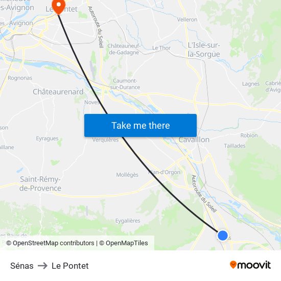 Sénas to Le Pontet map