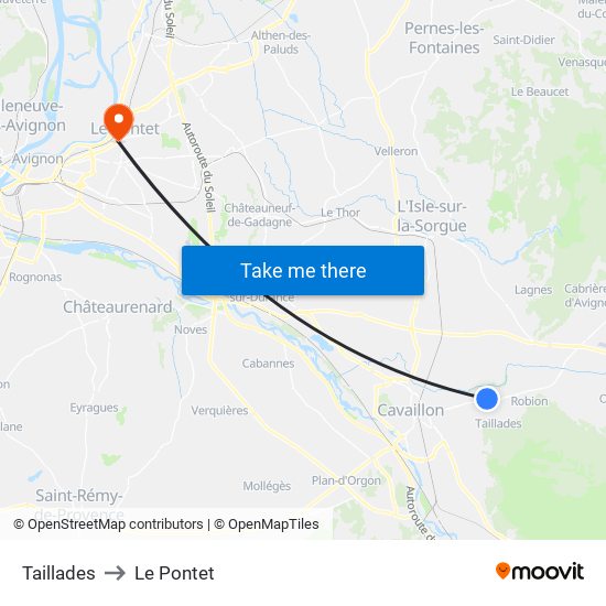 Taillades to Le Pontet map