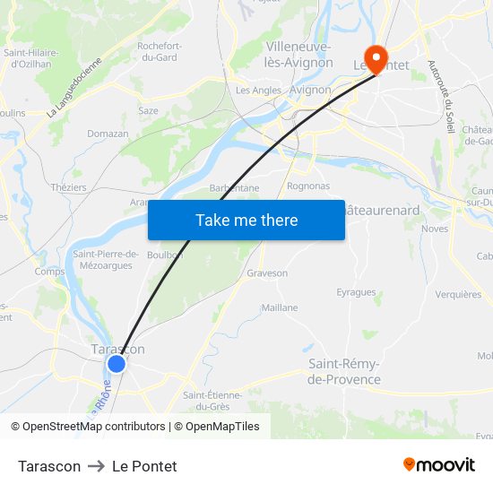 Tarascon to Le Pontet map