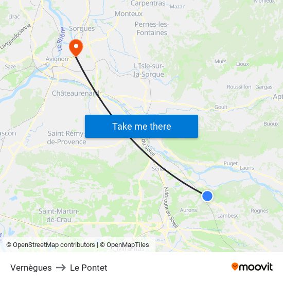 Vernègues to Le Pontet map