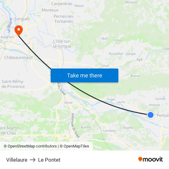 Villelaure to Le Pontet map