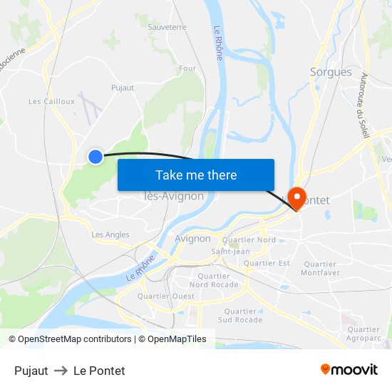 Pujaut to Le Pontet map
