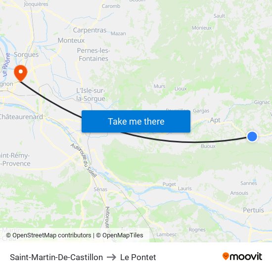 Saint-Martin-De-Castillon to Le Pontet map