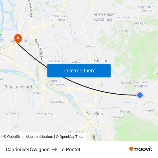Cabrières-D'Avignon to Le Pontet map
