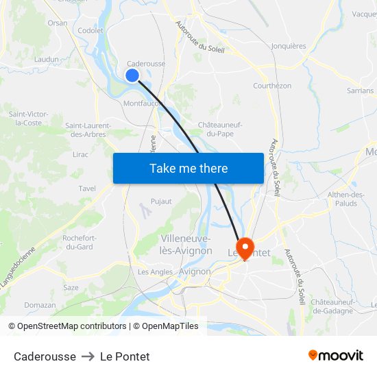 Caderousse to Le Pontet map