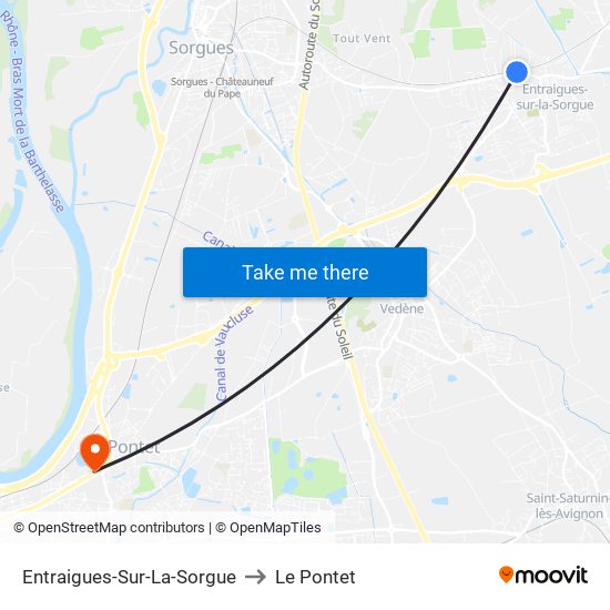 Entraigues-Sur-La-Sorgue to Le Pontet map