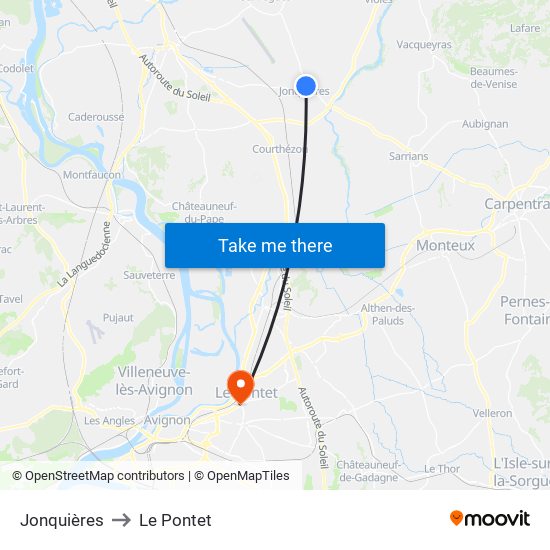 Jonquières to Le Pontet map