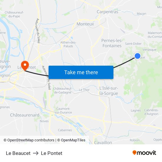 Le Beaucet to Le Pontet map