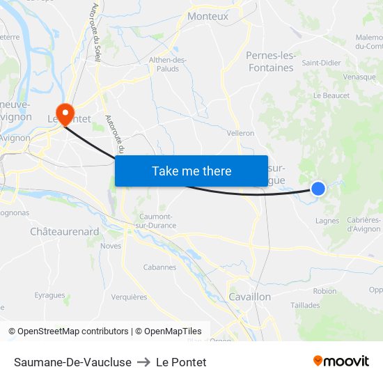 Saumane-De-Vaucluse to Le Pontet map