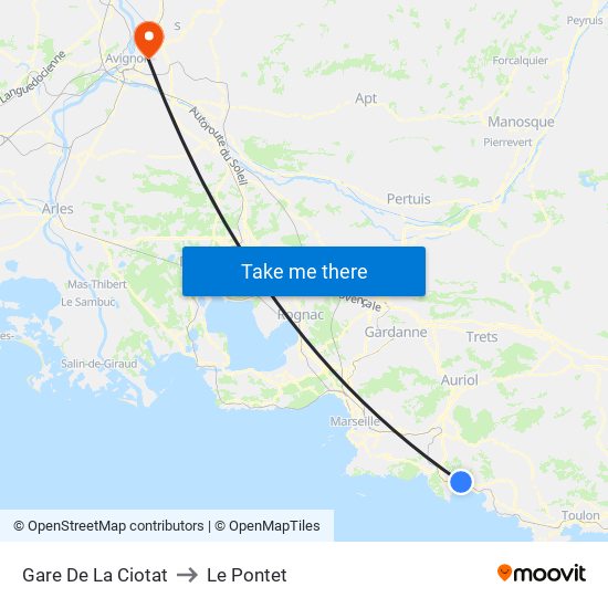 Gare De La Ciotat to Le Pontet map