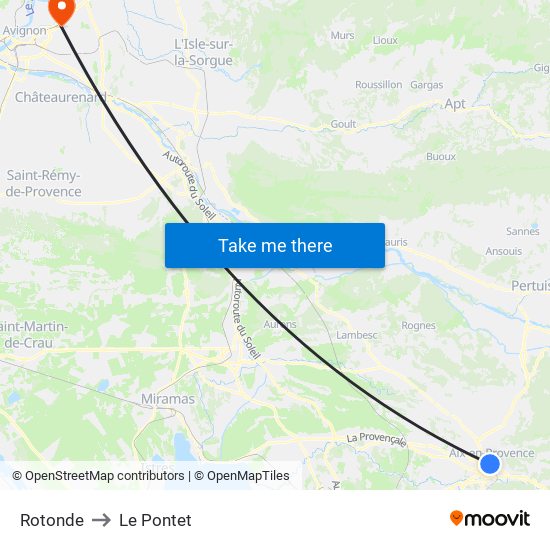 Rotonde to Le Pontet map
