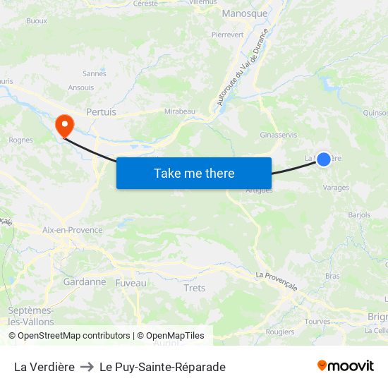 La Verdière to Le Puy-Sainte-Réparade map