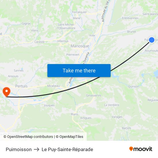 Puimoisson to Le Puy-Sainte-Réparade map