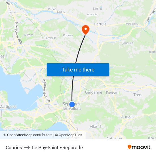 Cabriès to Le Puy-Sainte-Réparade map