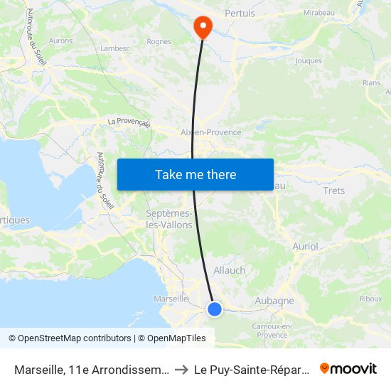 Marseille, 11e Arrondissement to Le Puy-Sainte-Réparade map