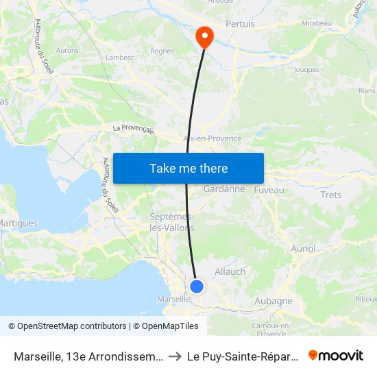 Marseille, 13e Arrondissement to Le Puy-Sainte-Réparade map