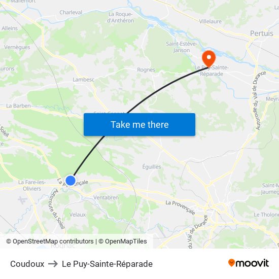 Coudoux to Le Puy-Sainte-Réparade map