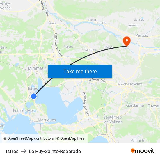 Istres to Le Puy-Sainte-Réparade map