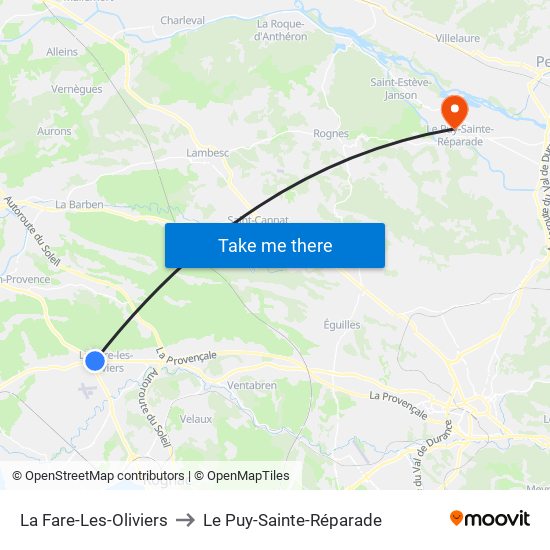 La Fare-Les-Oliviers to Le Puy-Sainte-Réparade map