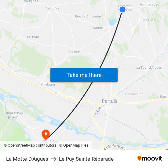 La Motte-D'Aigues to Le Puy-Sainte-Réparade map