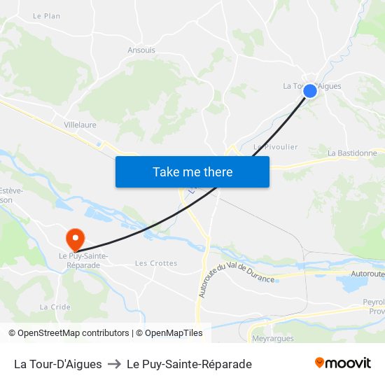 La Tour-D'Aigues to Le Puy-Sainte-Réparade map