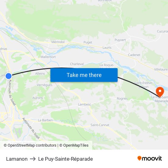 Lamanon to Le Puy-Sainte-Réparade map