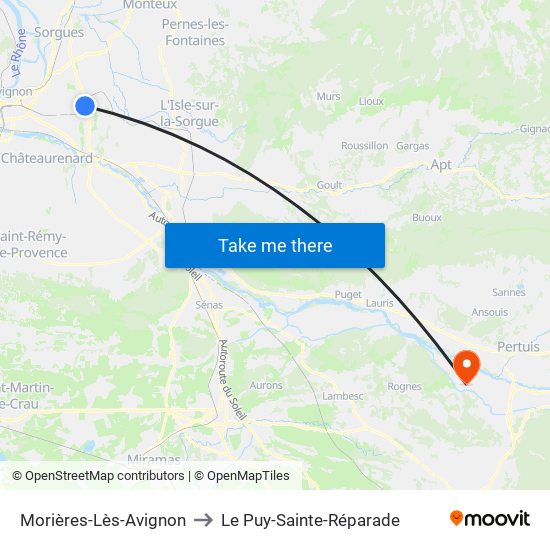 Morières-Lès-Avignon to Le Puy-Sainte-Réparade map
