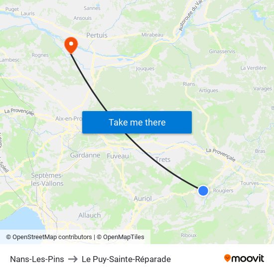 Nans-Les-Pins to Le Puy-Sainte-Réparade map
