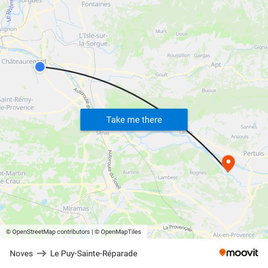 Noves to Le Puy-Sainte-Réparade map