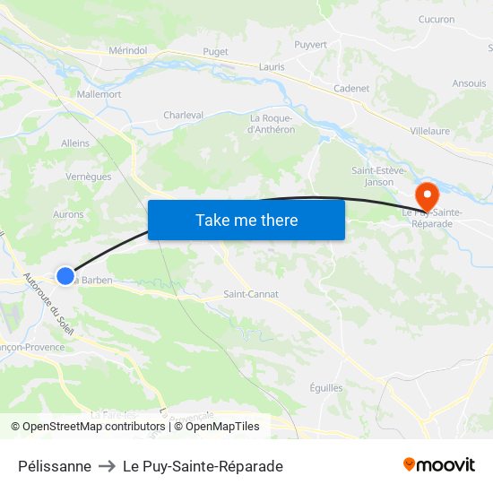 Pélissanne to Le Puy-Sainte-Réparade map