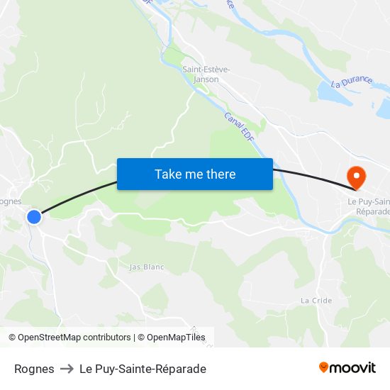 Rognes to Le Puy-Sainte-Réparade map