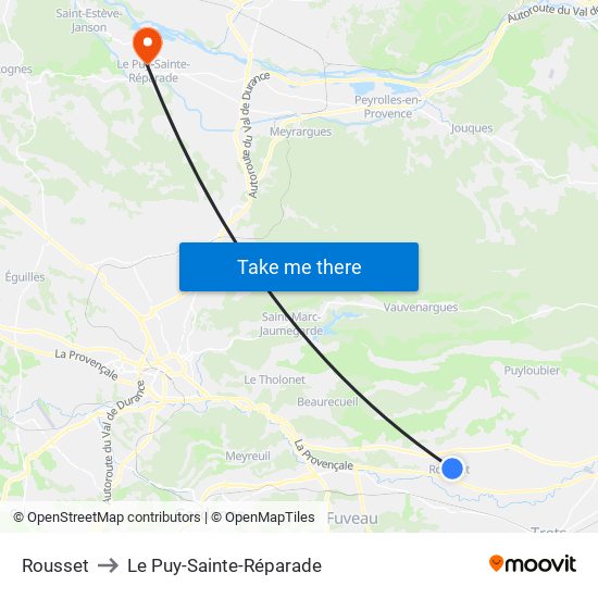 Rousset to Le Puy-Sainte-Réparade map