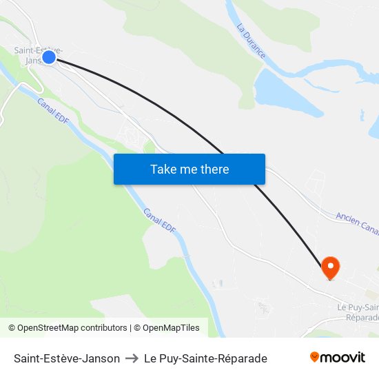 Saint-Estève-Janson to Le Puy-Sainte-Réparade map