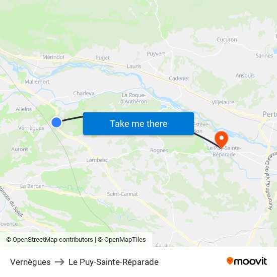 Vernègues to Le Puy-Sainte-Réparade map