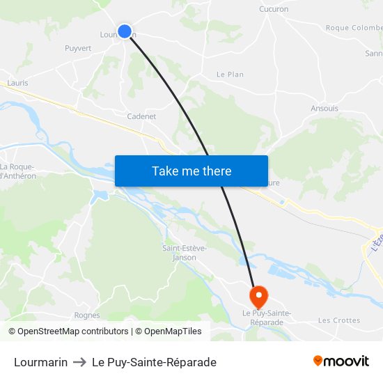Lourmarin to Le Puy-Sainte-Réparade map
