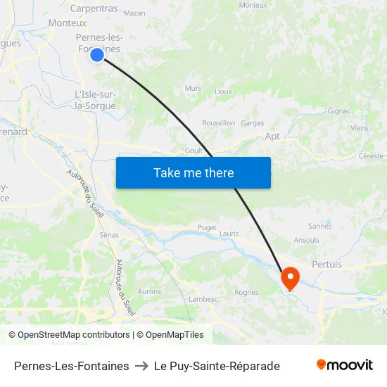 Pernes-Les-Fontaines to Le Puy-Sainte-Réparade map