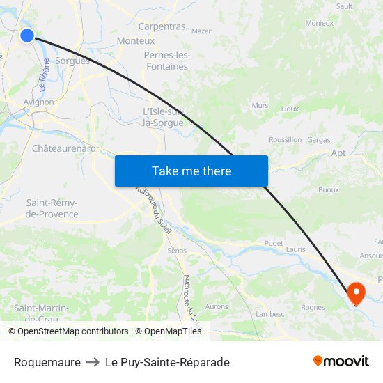 Roquemaure to Le Puy-Sainte-Réparade map