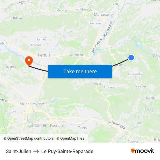 Saint-Julien to Le Puy-Sainte-Réparade map