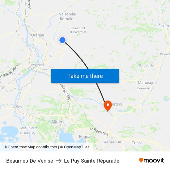 Beaumes-De-Venise to Le Puy-Sainte-Réparade map